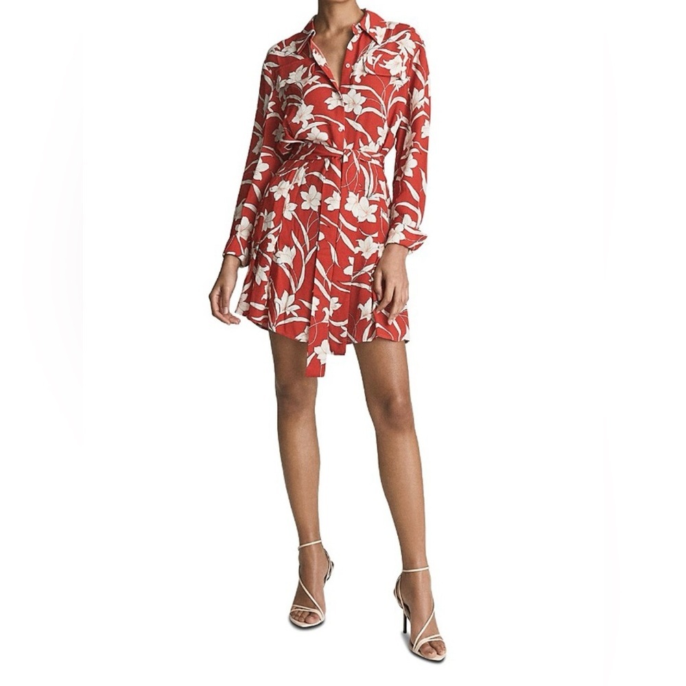 REISS Tilda Floral Shirt Dress - Size 8